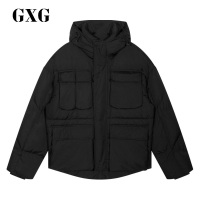 GXG男装 年冬季新款黑色连帽加厚鸭绒潮流短款男士羽绒服