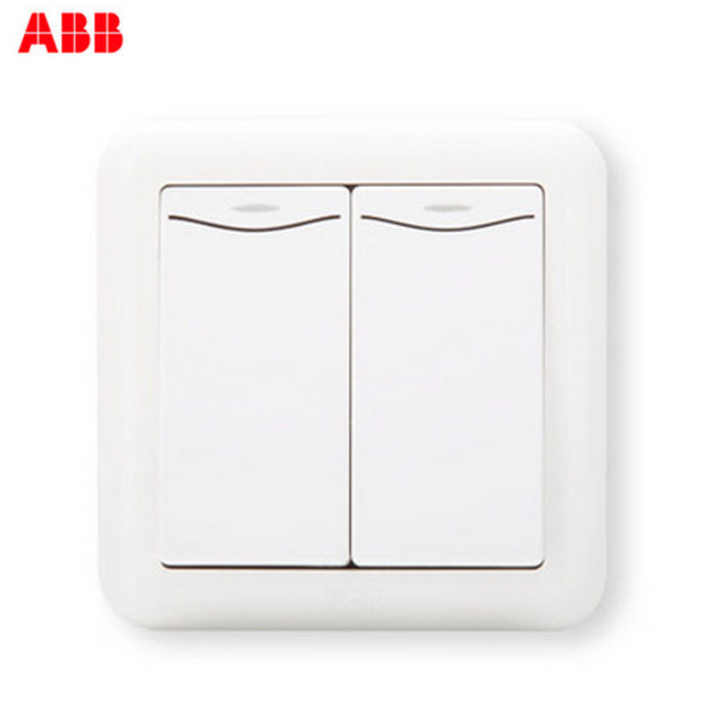 瑞士ABB 开关插座 德静二位单控带装饰线开关 10AXAJ132