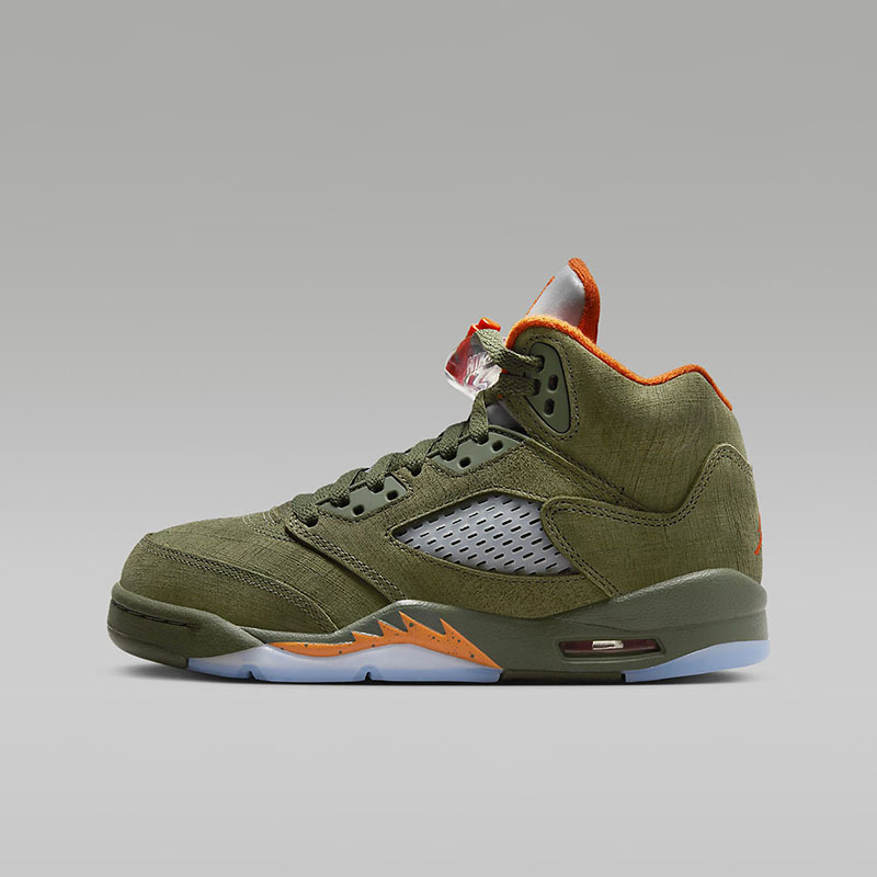 耐克Air Jordan 5 AJ5 军橄榄色高帮复古女款篮球鞋440888-308