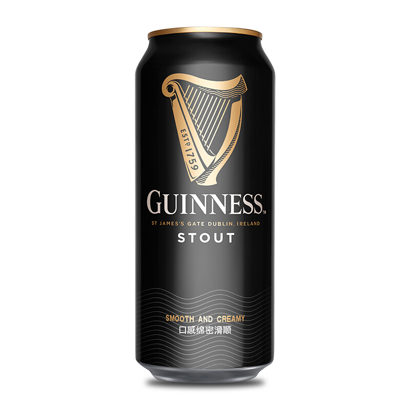 健力士(GUINNESS)啤酒 醇黑440ml*24听整箱装爱尔兰进口