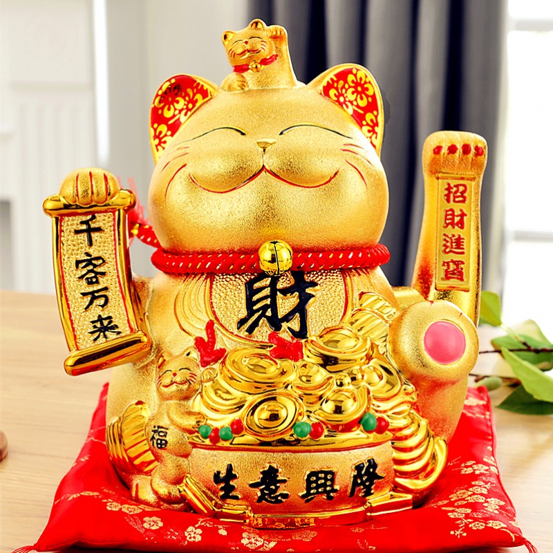 金摆件摇手店铺开业礼品电动特大发财猫进宝送礼 三维工匠 11寸[千客万来]高23cm摇手猫高清大图