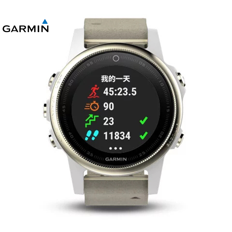 GARMIN佳明fenix5S飞耐时心率GPS登山游泳户外跑步运动智能功能手表防水100m(5S中文香槟金蓝宝石版)