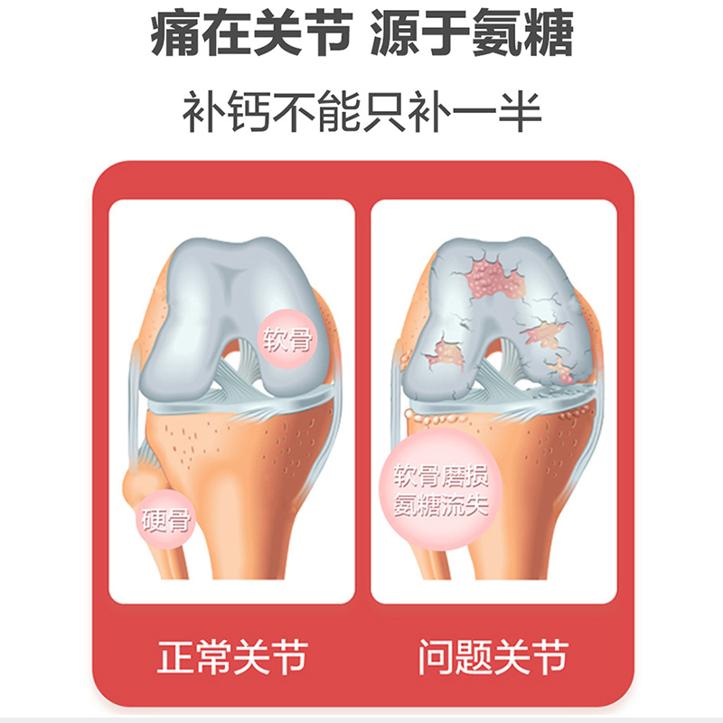 [5瓶装]北京同仁堂氨糖软骨素钙片中老年补钙男女成人加钙关节宝安糖官方正品