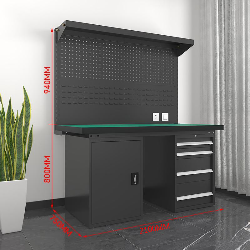 鑫金虎 防静电工作台车间流水线操作台工厂维修检验桌重型钳工台 四抽一门+双挂板2.1m高清大图