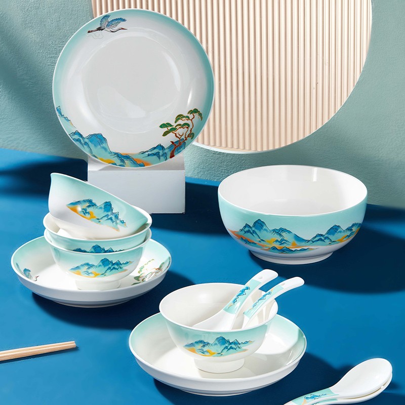 共禾京品 千里江山图16头餐具 ZFWACOM220054高清大图