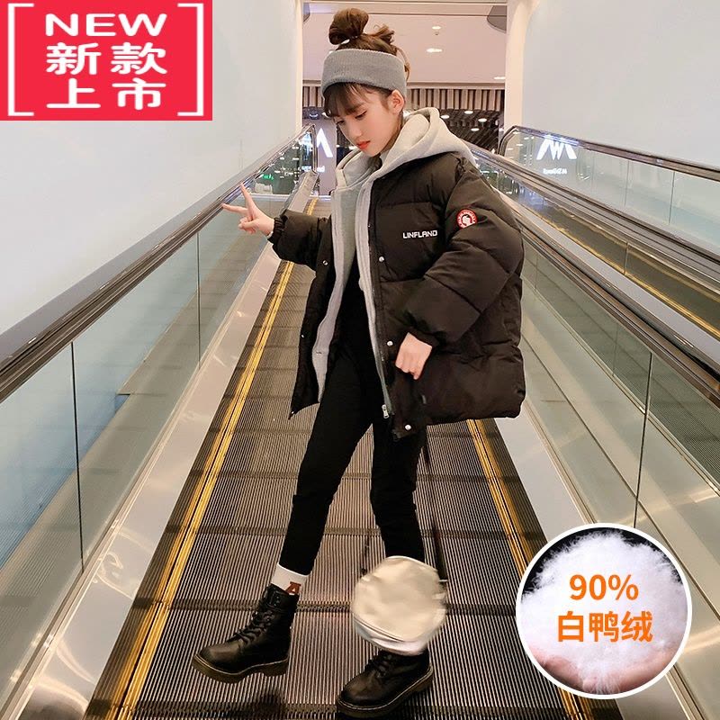 可莉允女童羽绒服2022新款洋气儿童假两件棉服冬装女孩加厚连帽棉衣外套图片