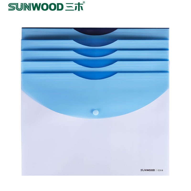 三木(SUNWOOD) C330C310文件袋按扣式(混色)资料袋文件收纳档案袋透明不透明文件袋10个装A4大小