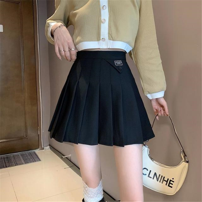 pass大码胖mm高腰显瘦半身裙女春夏时尚百褶裙防走光遮胯a字短裙