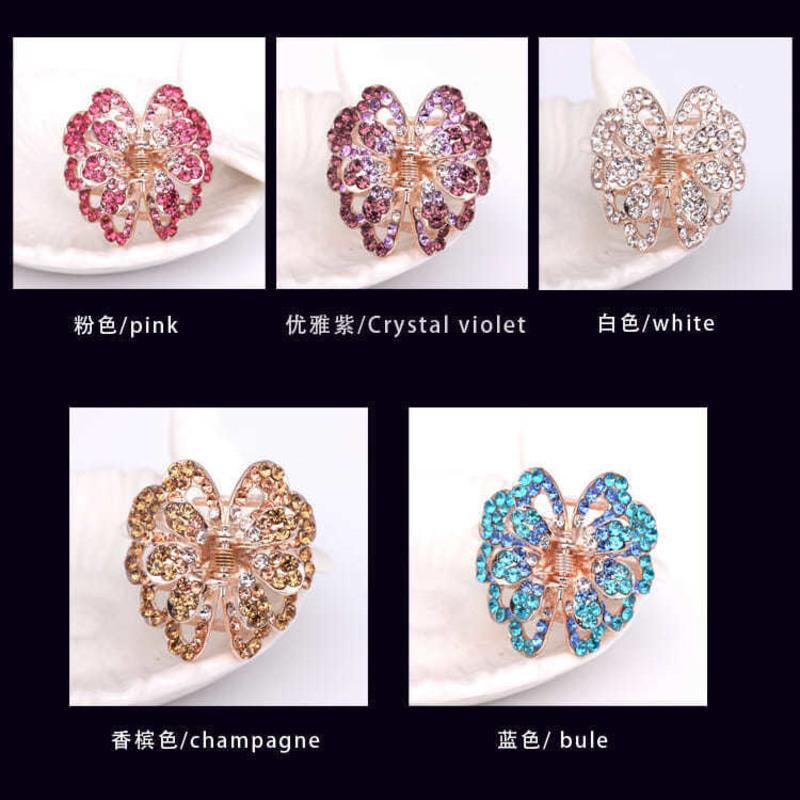 中号水钻抓夹发夹成人发饰复古风百搭顶夹盘发发抓碎发夹简约发卡 水钻抓夹随机2件(此款小号)