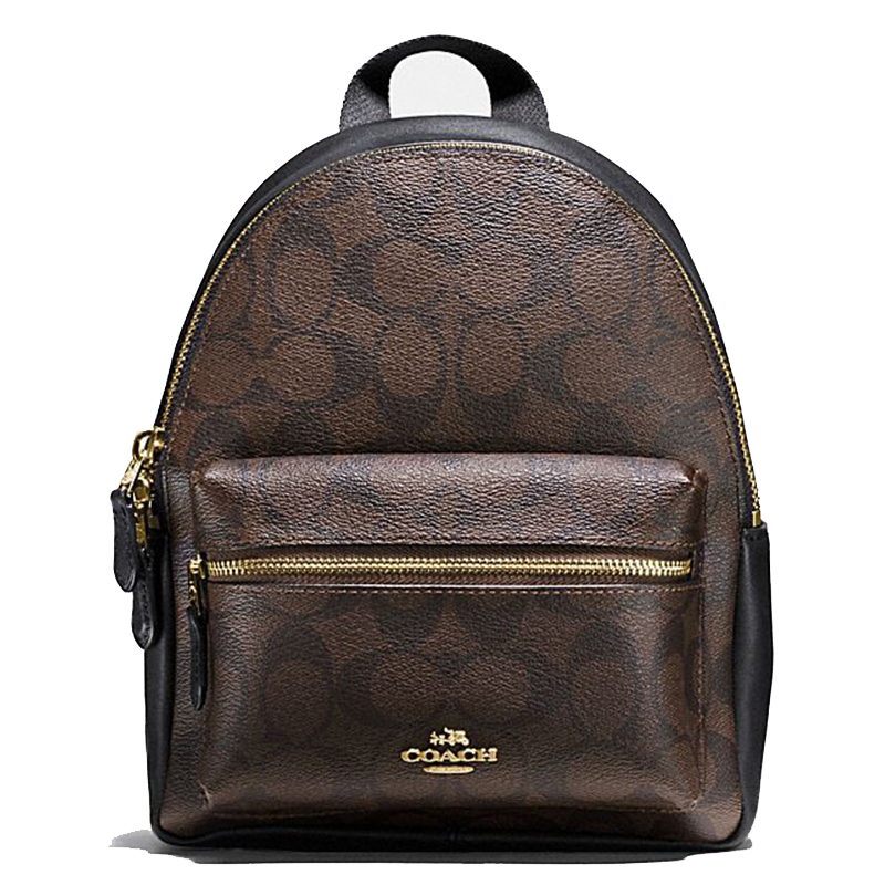 直营蔻驰coachcharlie系列真皮涂层帆布迷你女士双肩包背包女包欧美