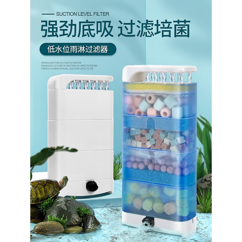 乌龟低水位过滤器三合一循环泵龟缸底吸便除便滴流过滤盒净水高清大图