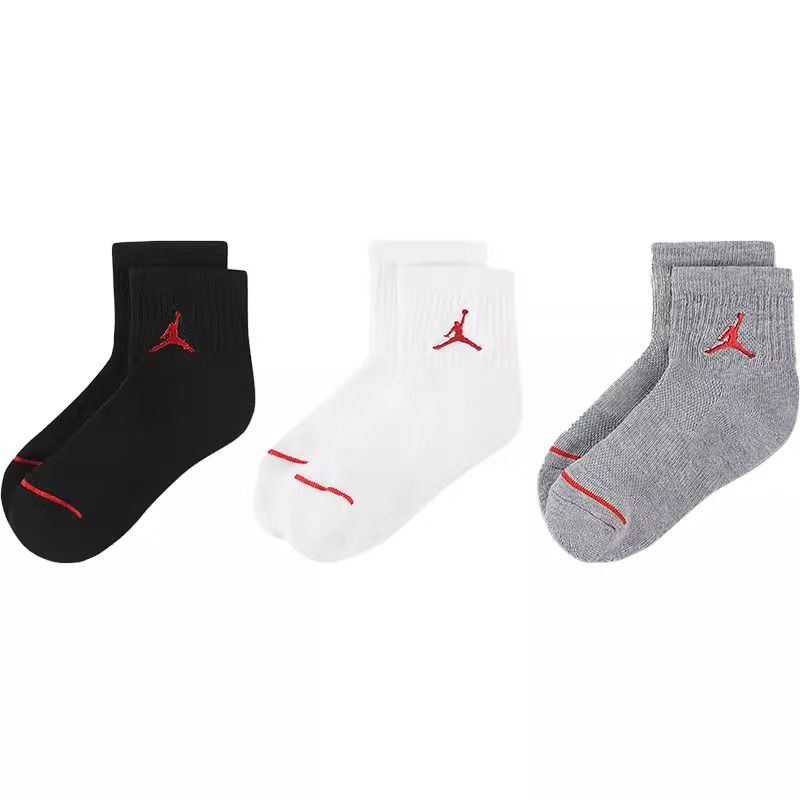 NIKE耐克袜子JORDAN舒适透气三双装儿童运动袜HA5108-063 Z