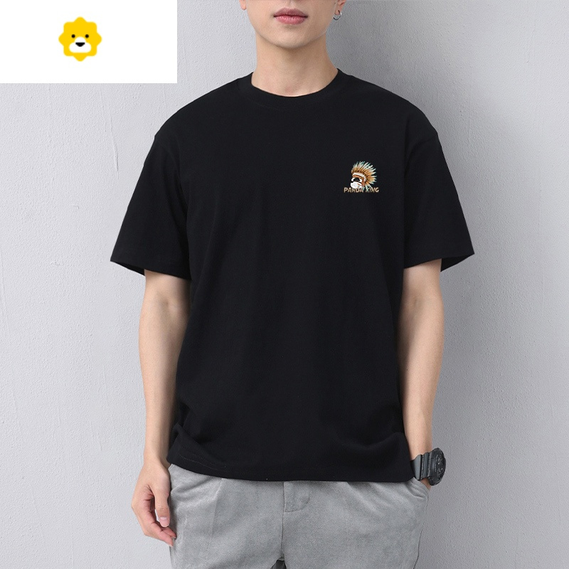 fish basket2023新款短袖夏季男女国潮中国风熊猫t恤panda潮牌印地安