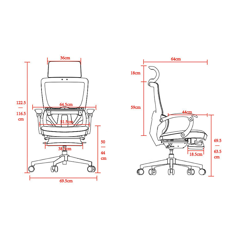 圣斯顿 CH-885A办公椅主管椅645*640*1165-1225mm(单位:张)黑色高清大图