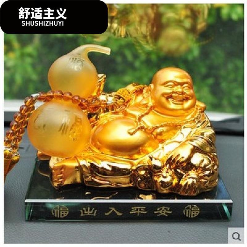 创意镀金弥勒佛座式汽车香水座车载香水坐水晶装饰香水摆件车用品
