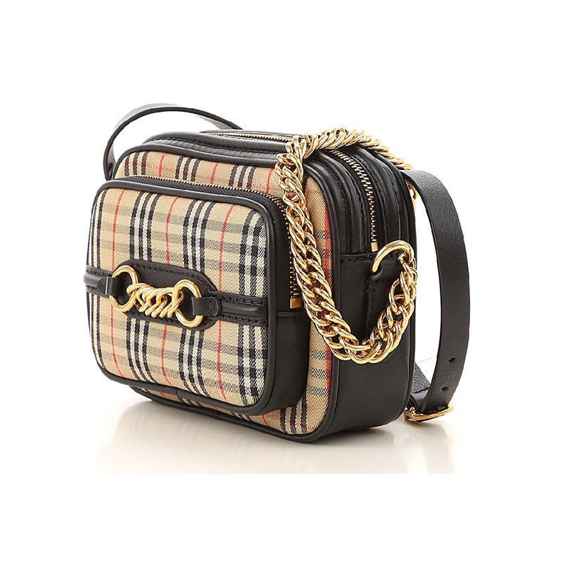 [直营]博柏利(BURBERRY)复古经典格纹链条相机包 女士单肩包斜挎包 女包
