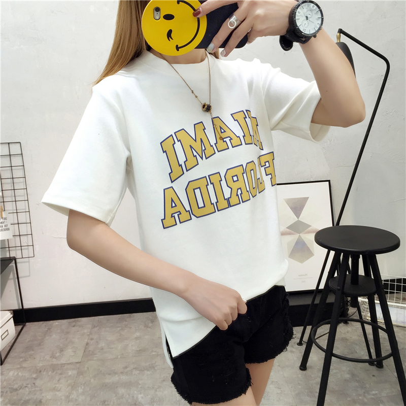 夏季学生短袖t恤女韩版百搭衣服2018夏装新款女装字母休闲上衣女