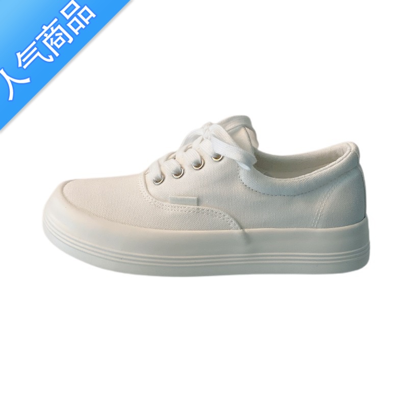 SUNTEK小众帆布鞋女2023春秋新款丑萌大头鞋ins透气板鞋厚底小白鞋子夏高清大图