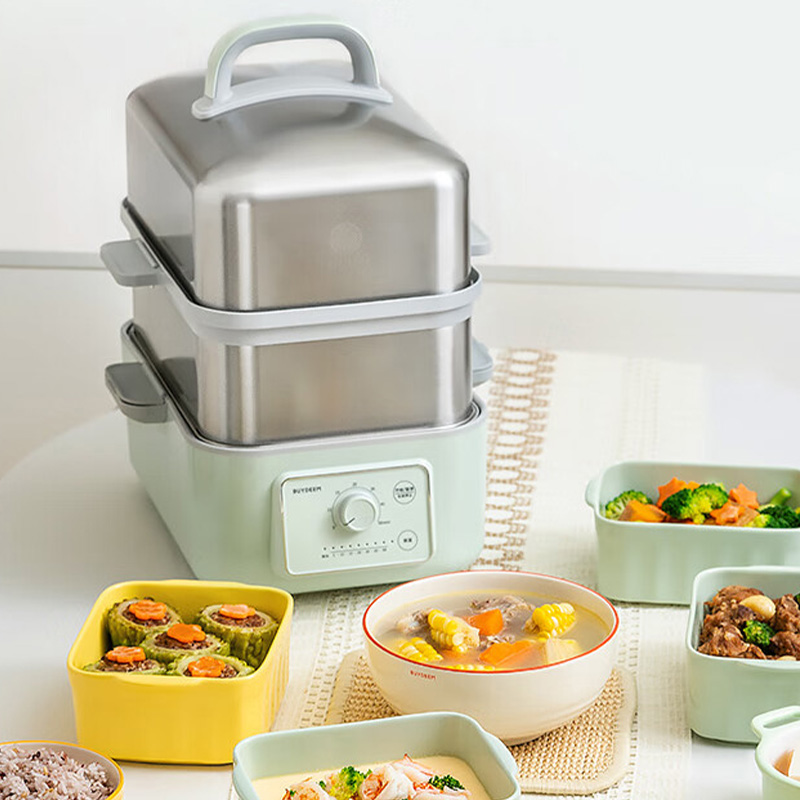 北鼎电蒸锅不锈钢家用大容量蒸锅炖蒸煮一体锅浅杉绿G5253高清大图