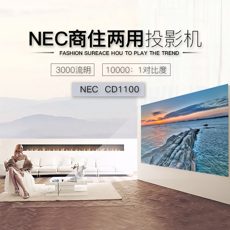 [套餐]日本电气(NEC)NP-CD1100[免费安装]DLP商务教育办公便携投影机教学会议培训投影蓝光3D家庭影院家用高清投影仪(3000流明SVGA)