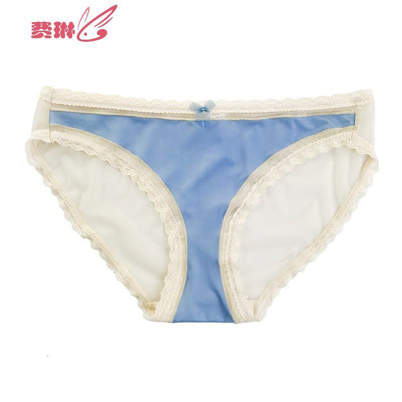少女士内裤女性感中腰冰丝蕾丝边诱惑学生三角裤档舒适费琳