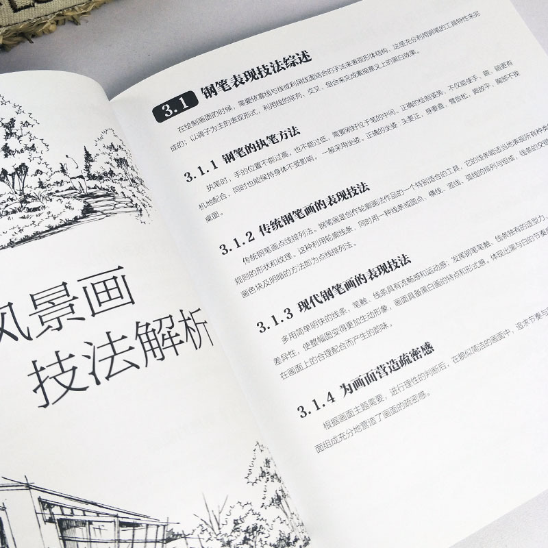 [正版]全三册 黑白风景绘+黑白百花绘+白描技法铅笔画 钢笔画表现技法基础教程从入门到精通 零基础学绘画速写线描画初学