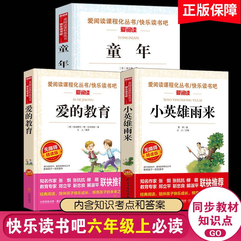 (简版)爱的教育 老师推荐 爱的教育小英雄雨来童年全3册六年级必读正版课外阅读书