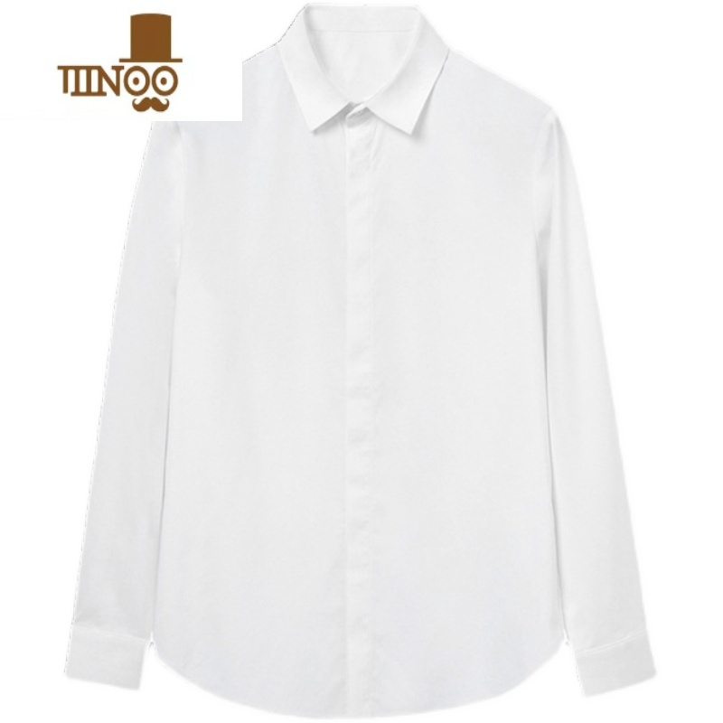 YANXU黑色衬衫男长袖感痞帅潮轻熟风休闲套装痞帅白dk垂感衬黑高清大图