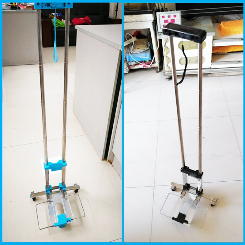 不锈钢迷你购物买菜小拉车可折叠便携手拉车家用小拖车搬运行李车 三维工匠 黑色车+购物袋(送2条弹力绳)家用拖车