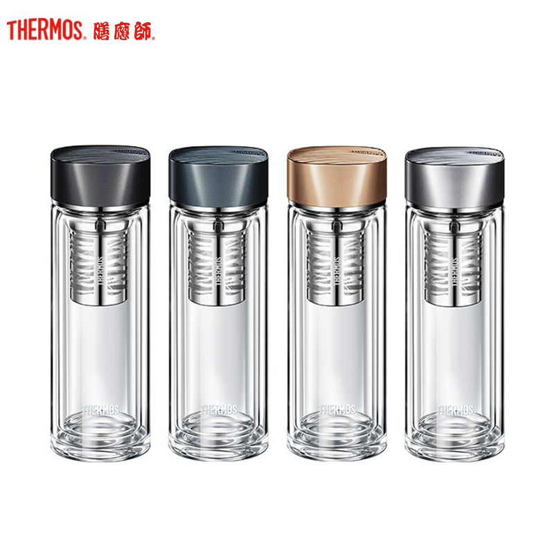 膳魔师(Thermos)玻璃杯TCGB-400 S双层玻璃带茶隔400ml 通用