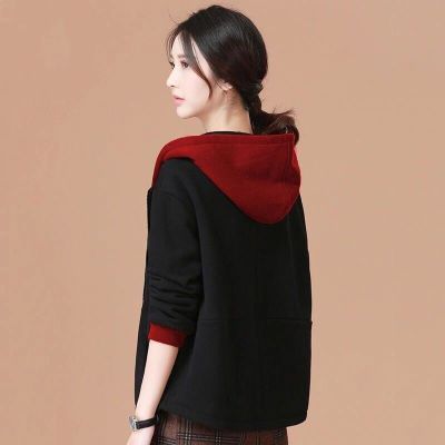 含棉/不起球加厚加绒连帽卫衣新款女长袖宽松外套