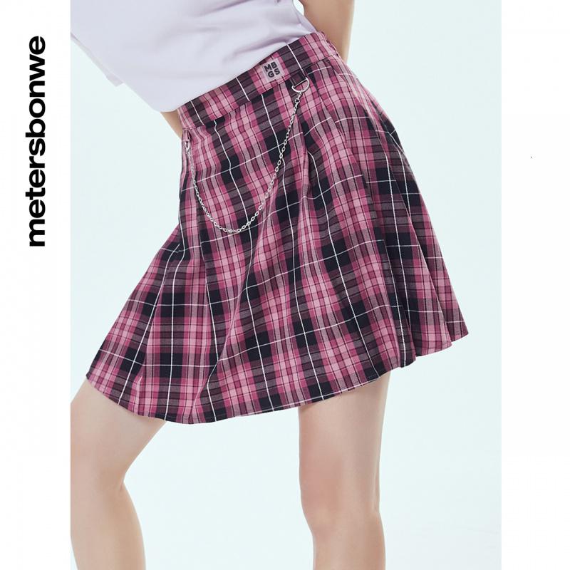 [1件3折价:49.5]美特斯邦威女时尚格纹百褶裙高清大图