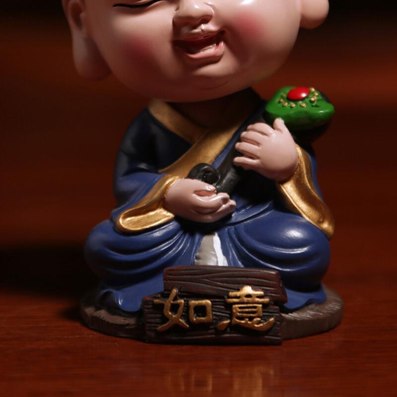 适用于摇头小沙弥汽车装饰车内饰品车载摆件禅意书房办公桌摆设