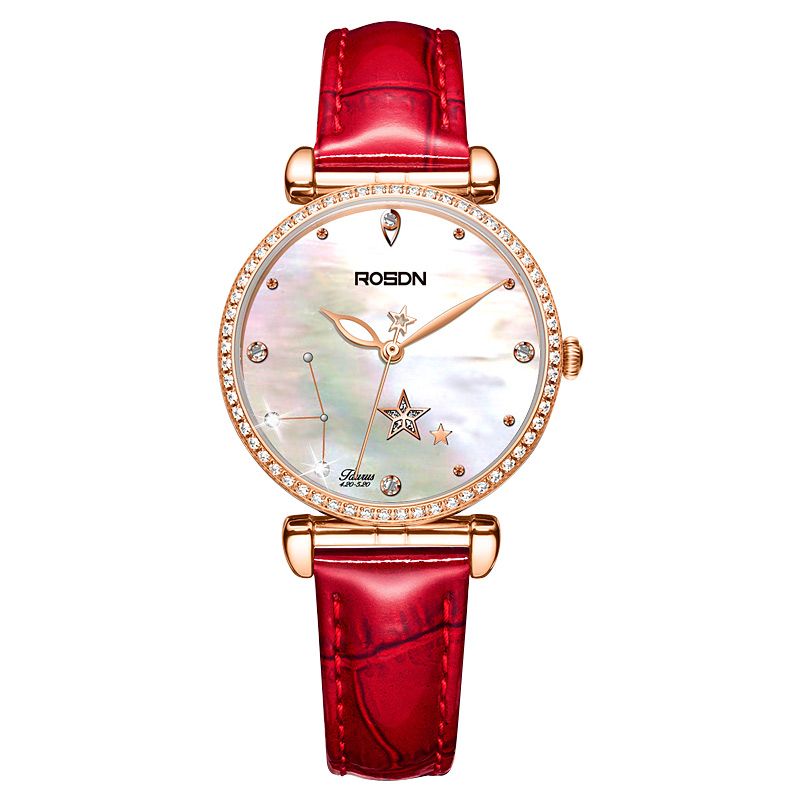 劳士顿(rosdn)12星座国产品牌女士石英手表女简约时尚学生女表礼物