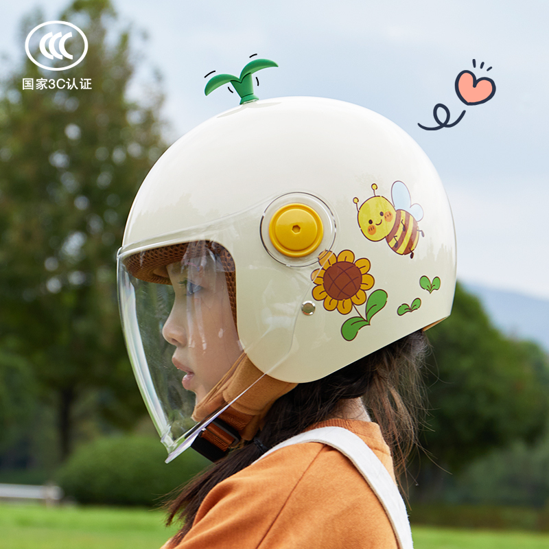 3c认证儿童头盔男女孩冬季电动摩托电瓶车骑行安全帽小孩可爱全盔