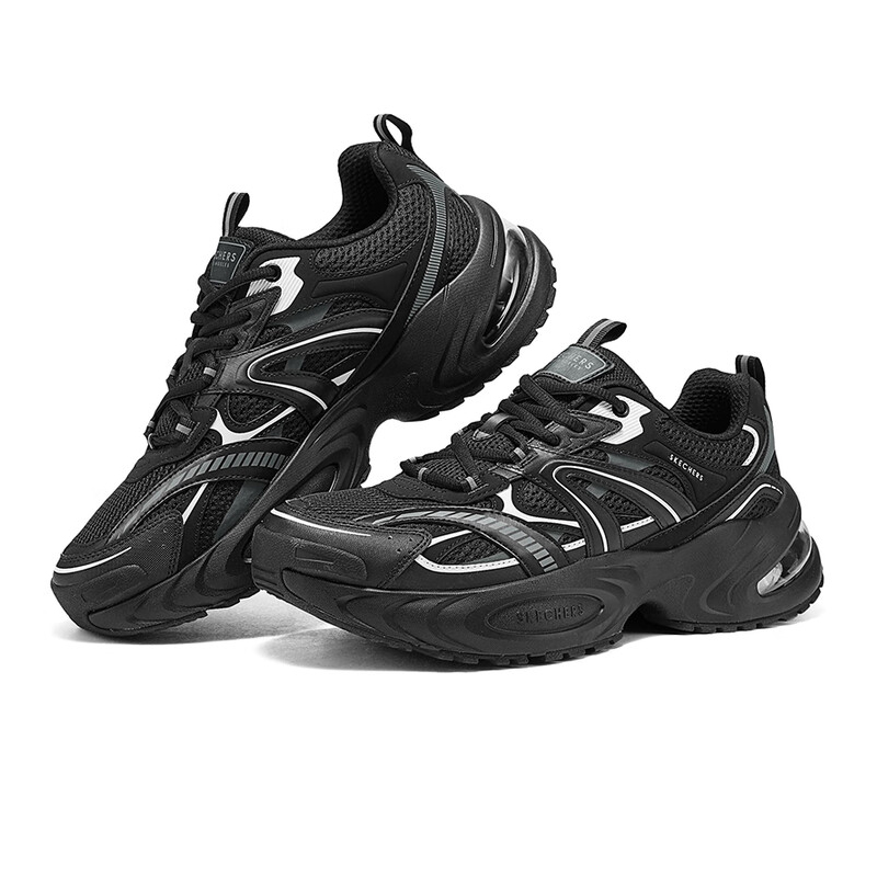 斯凯奇 男黑色休闲运动鞋 183199/BBK-7 双高清大图