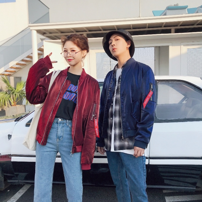 2018春季新品情侣夹克棒球服青少年飞行个性绒潮牌男女休闲外套潮
