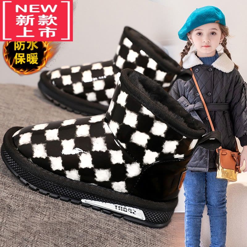 可莉允女童鞋2022冬季款儿童雪地靴加绒保暖棉靴女孩防滑加厚东北大棉鞋图片