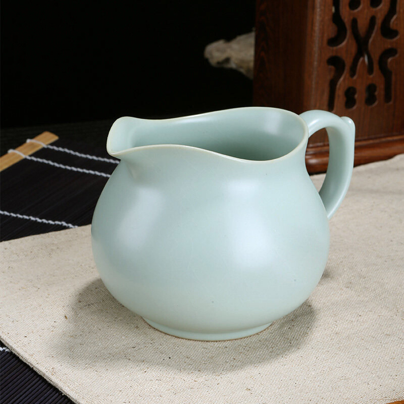 东道 汝窑 茶具配件 公道杯 有容茶海 经典造型 可养金线 天青色 色釉 陶瓷