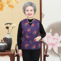 迪鲁奥(DILUAO)中老年女装春秋棉马甲春秋冬装背心女老人坎肩妈妈棉衣马夹奶奶装外套 紫色(上衣) 2XL建议110-125斤