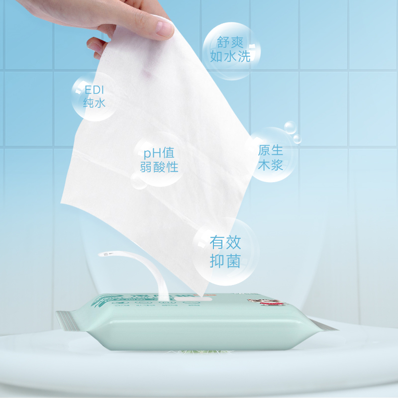 5包装湿厕纸哎小巾湿厕纸清洁湿巾便携装10抽家用抑菌护理湿巾