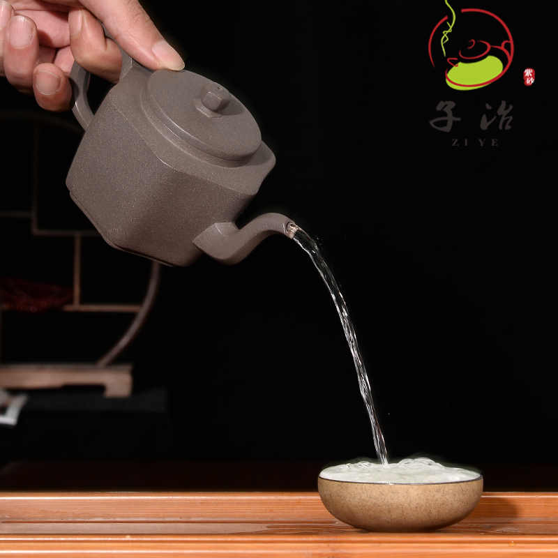 [子冶]280cc六方宫灯 原矿青灰段泥宜兴紫砂壶名家纯全手工正品