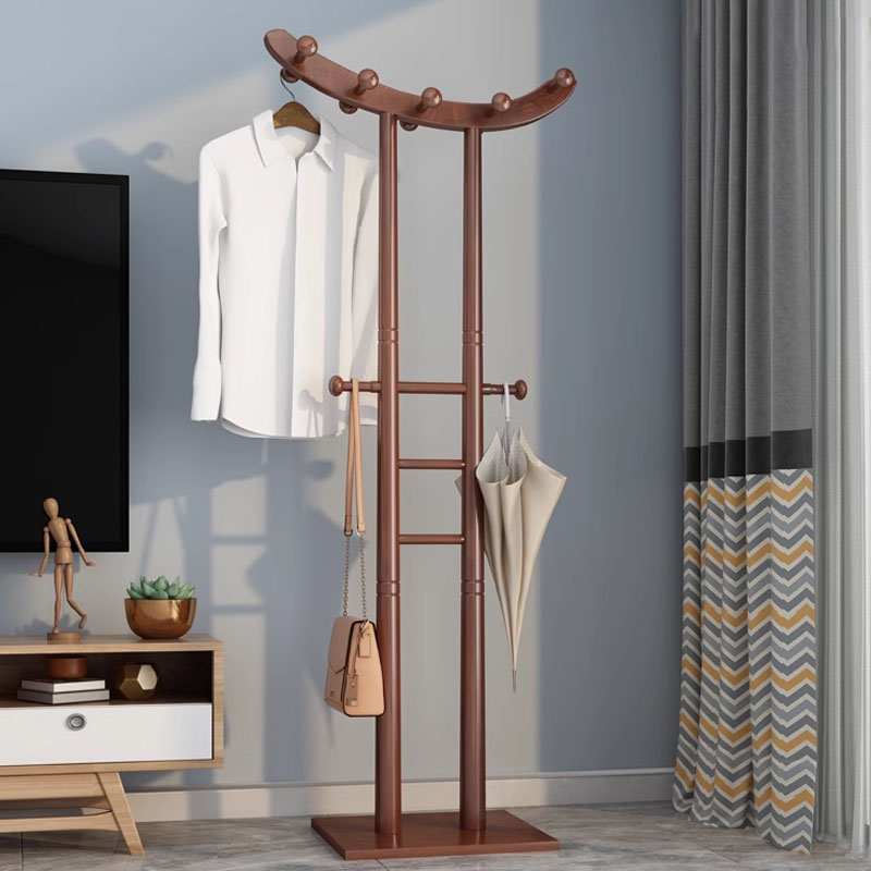 臻远ZY-YMJ-02落地衣帽架家用卧式挂衣架胡桃色高清大图