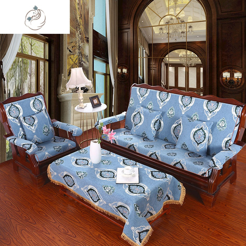 豪华实木沙发垫带靠背红木沙发坐垫联邦木椅垫加厚硬海绵三人连体
