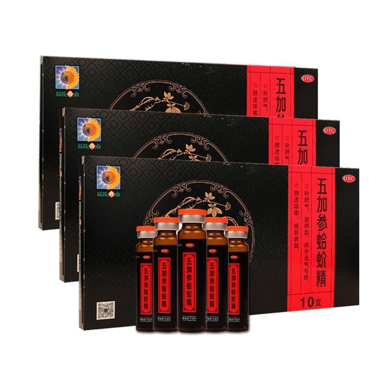 3盒装葵花五加参蛤蚧精10ml10支盒补肺气益精血用于元气亏损病后衰弱