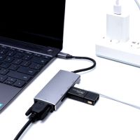 LAH TO 互转连接线 ype-c扩展坞拓展四合一HDMI/VGA/USB3.0/USB-C适用微软macbook苹果