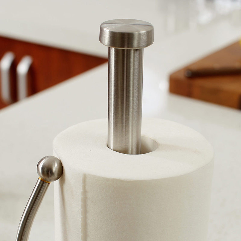 欧润哲 纸巾架 不锈钢加粗双杆纸巾架 免打孔卷纸架立式纸巾座创意家用餐厅简约用纸架家庭纸巾盒高清大图