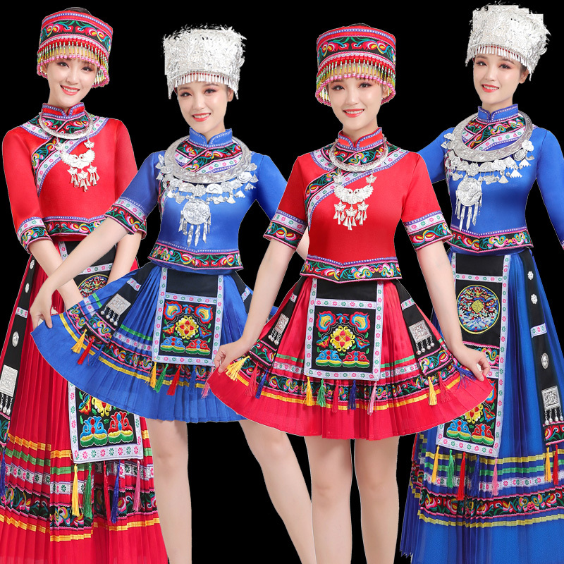 经典款红色s 少数民族服装女装56个民族服装彝族土家族壮族舞蹈服苗族演出服女报价 参数 图片 视频 怎么样 问答 苏宁易购