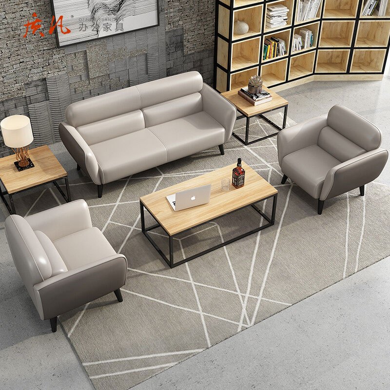 苏宁 质凡 商务接待室办公沙发茶几组合 3+1+1+茶几高清大图