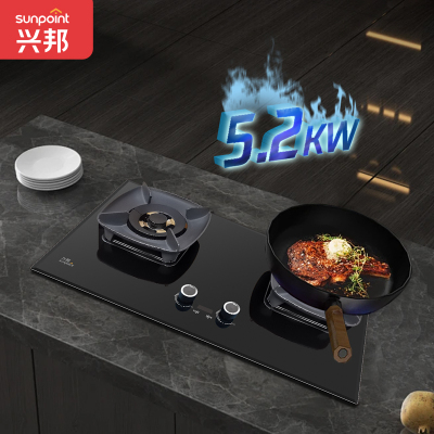 SUNPOINT兴邦5.2KW燃气灶猛火双灶定时聚火防风嵌入天然气家用JZT-QB90308
